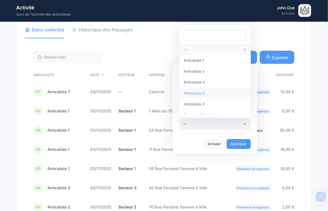statistiques export dons calendriers