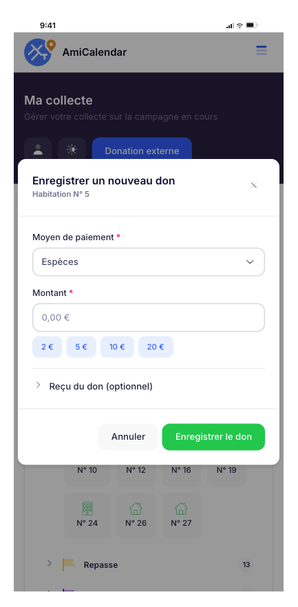 enregistrement don calendrier depuis le mobile