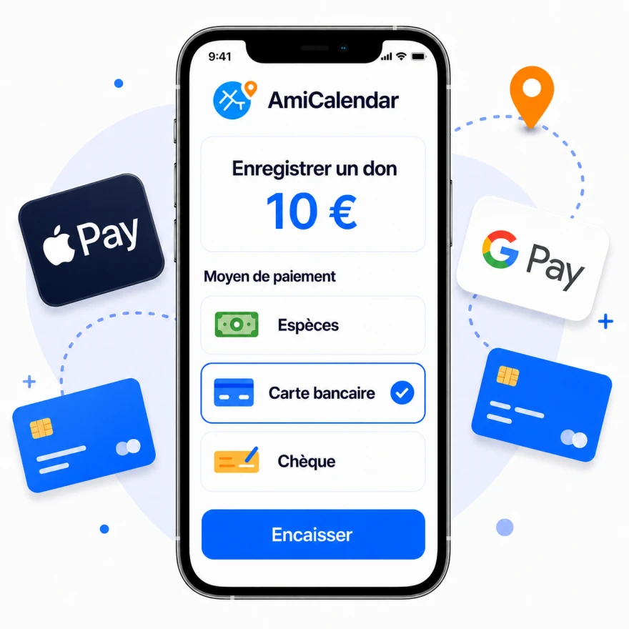 don par carte bancaire Apple Pay Google Pay calendrier pompier
