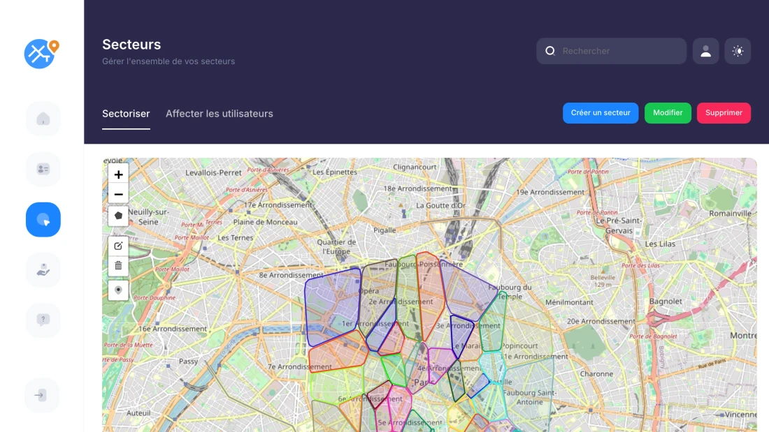 gestion secteurs tournée calendriers
