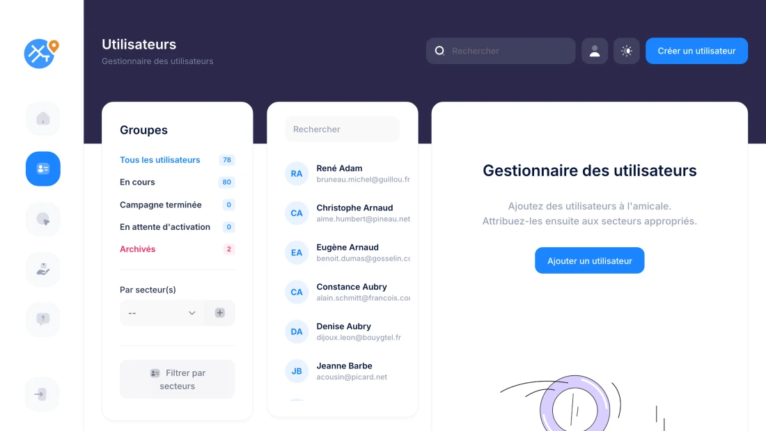 gestion utilisateurs amicale pompiers